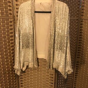 Free People Silver Sequin Poncho